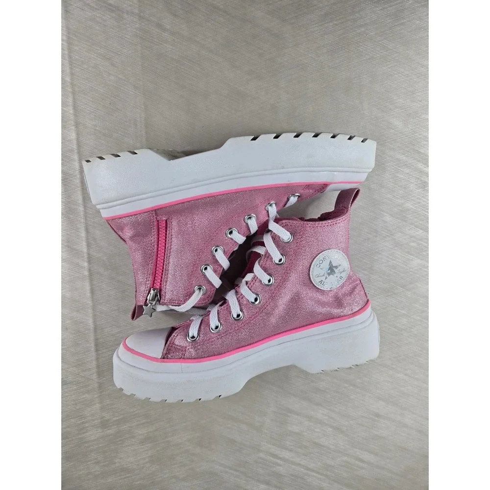 Converse Chuck Taylor All Star Lugged Pink Glitter High Top Platform Sneakers
